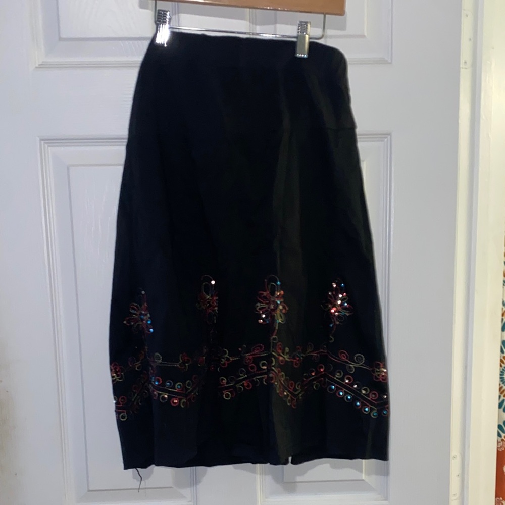 Embroidered Black Maternity Skirt